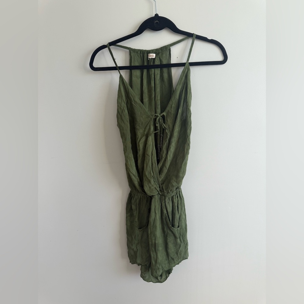 Khush Olive Green Hawaii Shore Romper Travel Beach Size Small